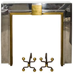 Retro French Chrome and Brass Fireplace Mantle 