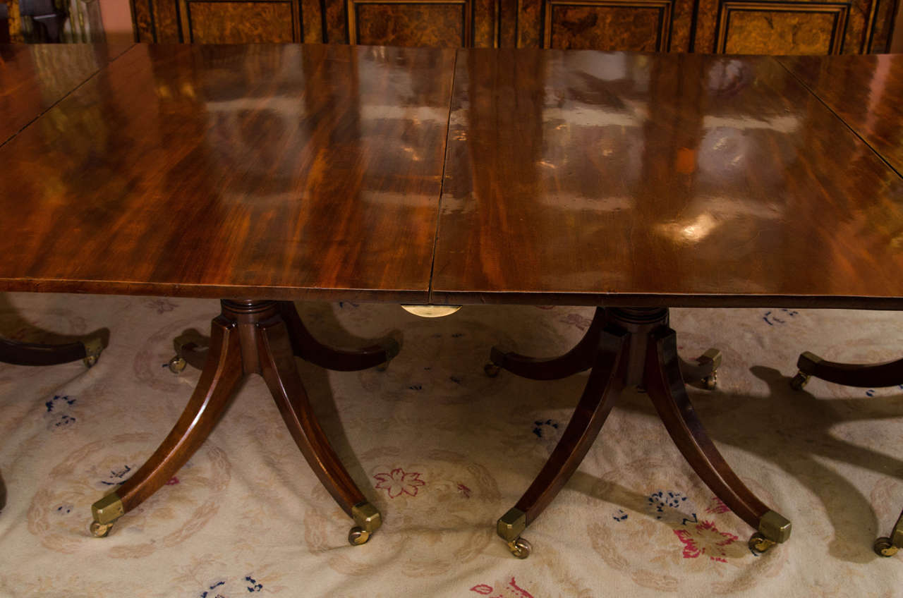 George III Mahogany Four-Pedestal Dining Table In Good Condition In Westwood, NJ