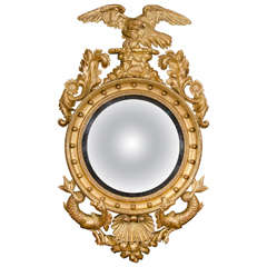 Regency Giltwood Convex Mirror with Hippocampus