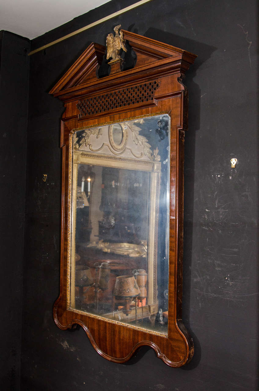 Wood George II Mahogany Fret Panel Mirror