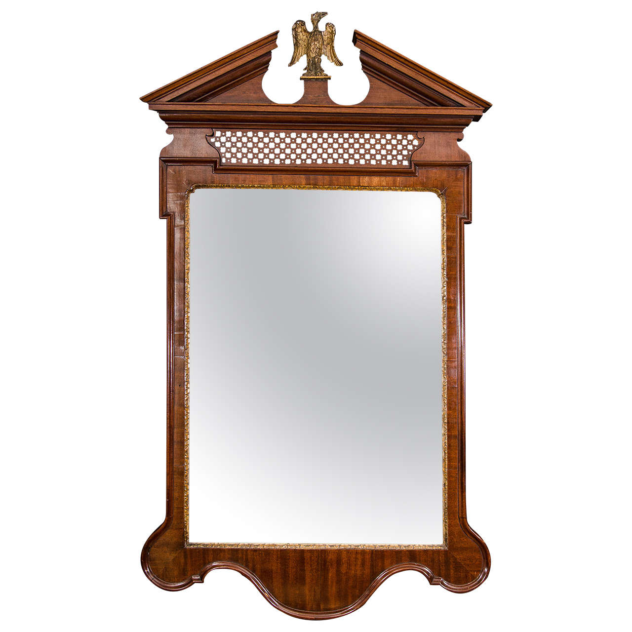 George II Mahogany Fret Panel Mirror