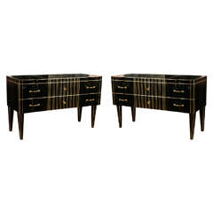 Lovely Pair of Black Mirror Commodes