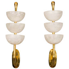 Set of Four Alabaster and Bronze Sconces 6