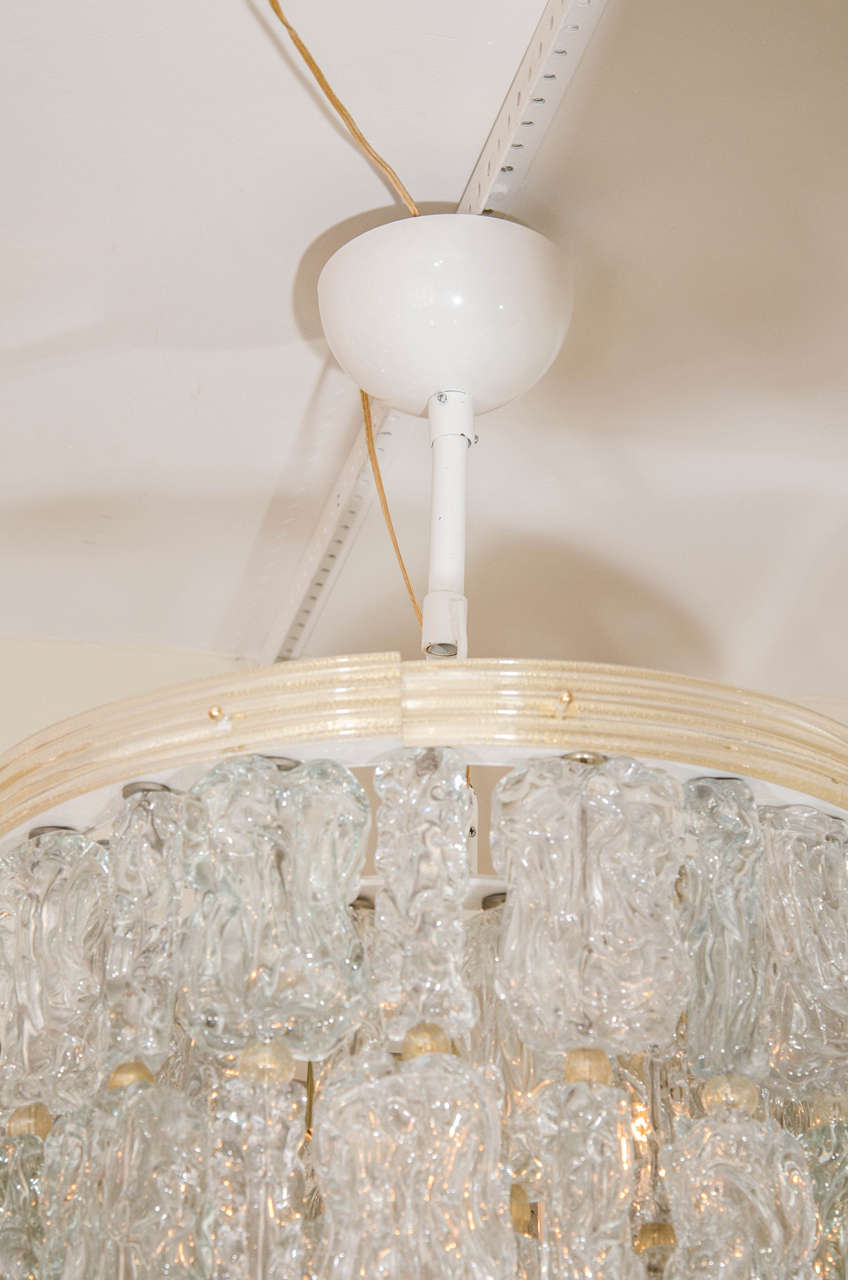 Italian Tiered Chandelier Composed of Textured Glass Elements