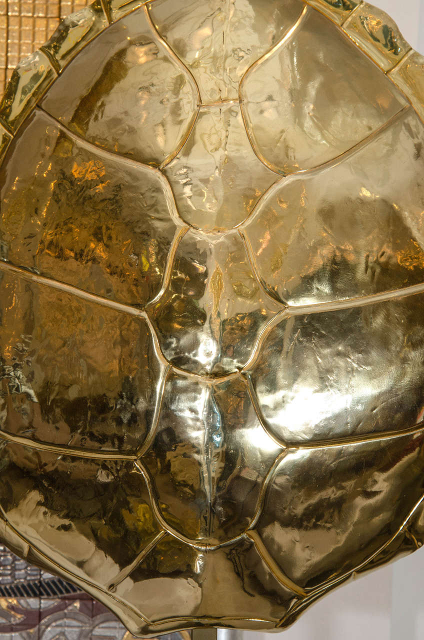 Italian Brass Tortoiseshell Form Floor Lamp