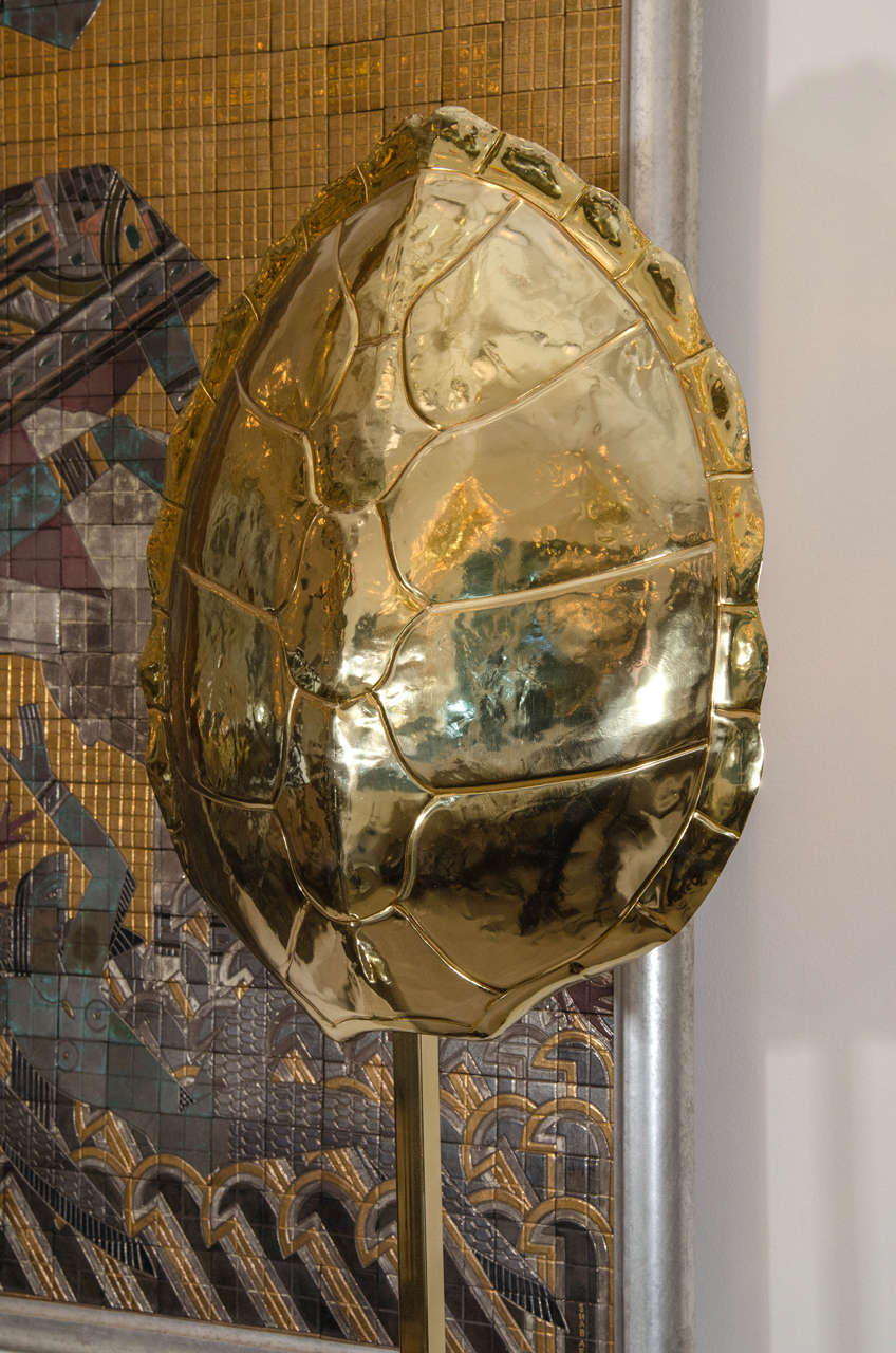 Mid-20th Century Brass Tortoiseshell Form Floor Lamp