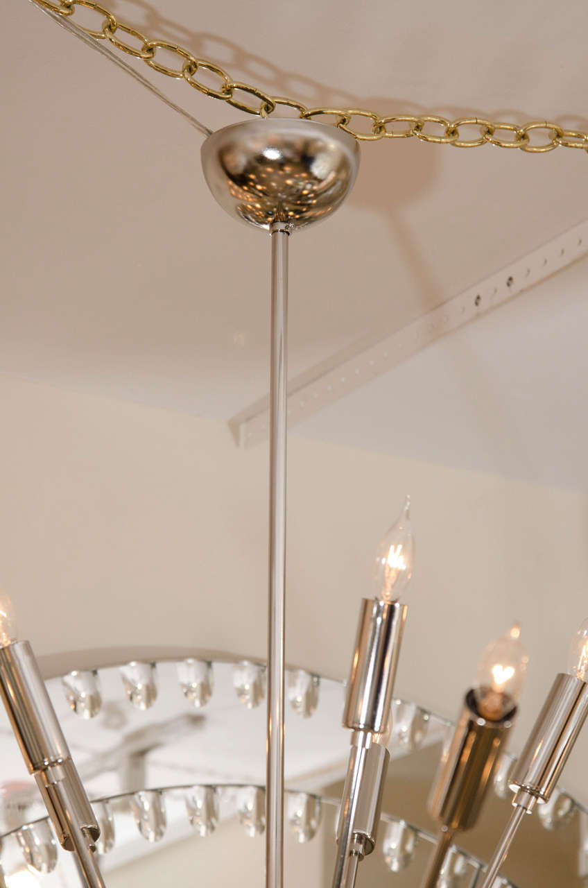 Monumental Polished Nickel Sputnik Style Chandelier In Good Condition In New York, NY