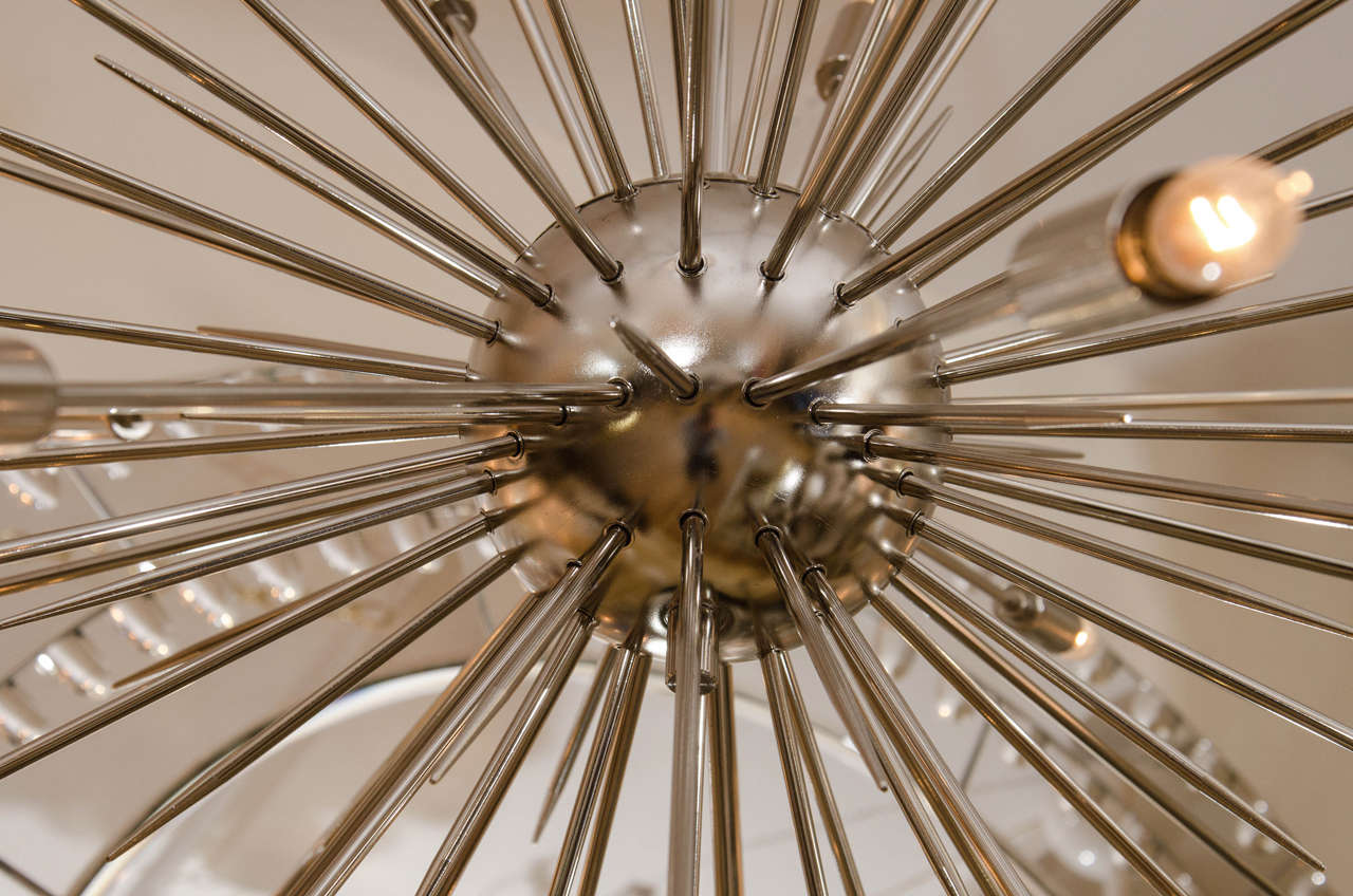 Monumental Polished Nickel Sputnik Style Chandelier 1