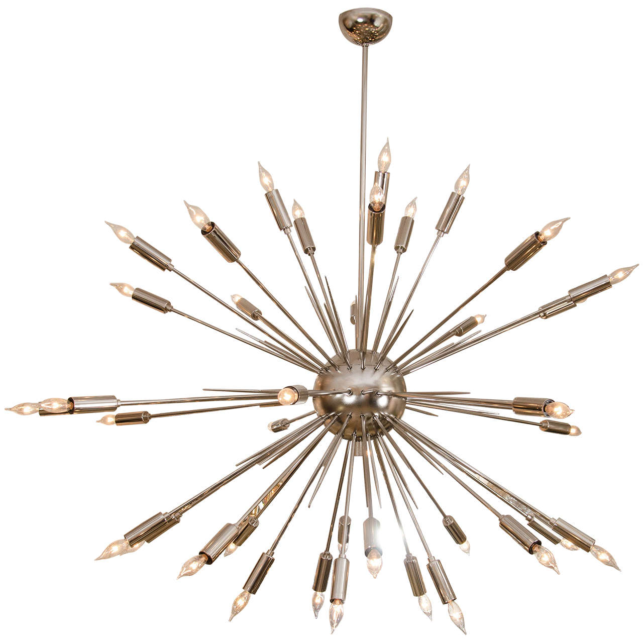 Monumental Polished Nickel Sputnik Style Chandelier