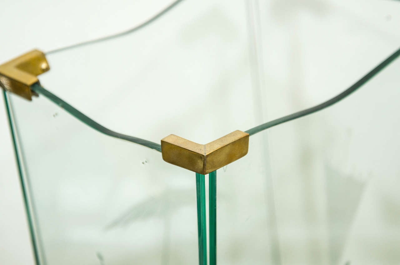 Italian Brass and Glass Umbrella Stand
