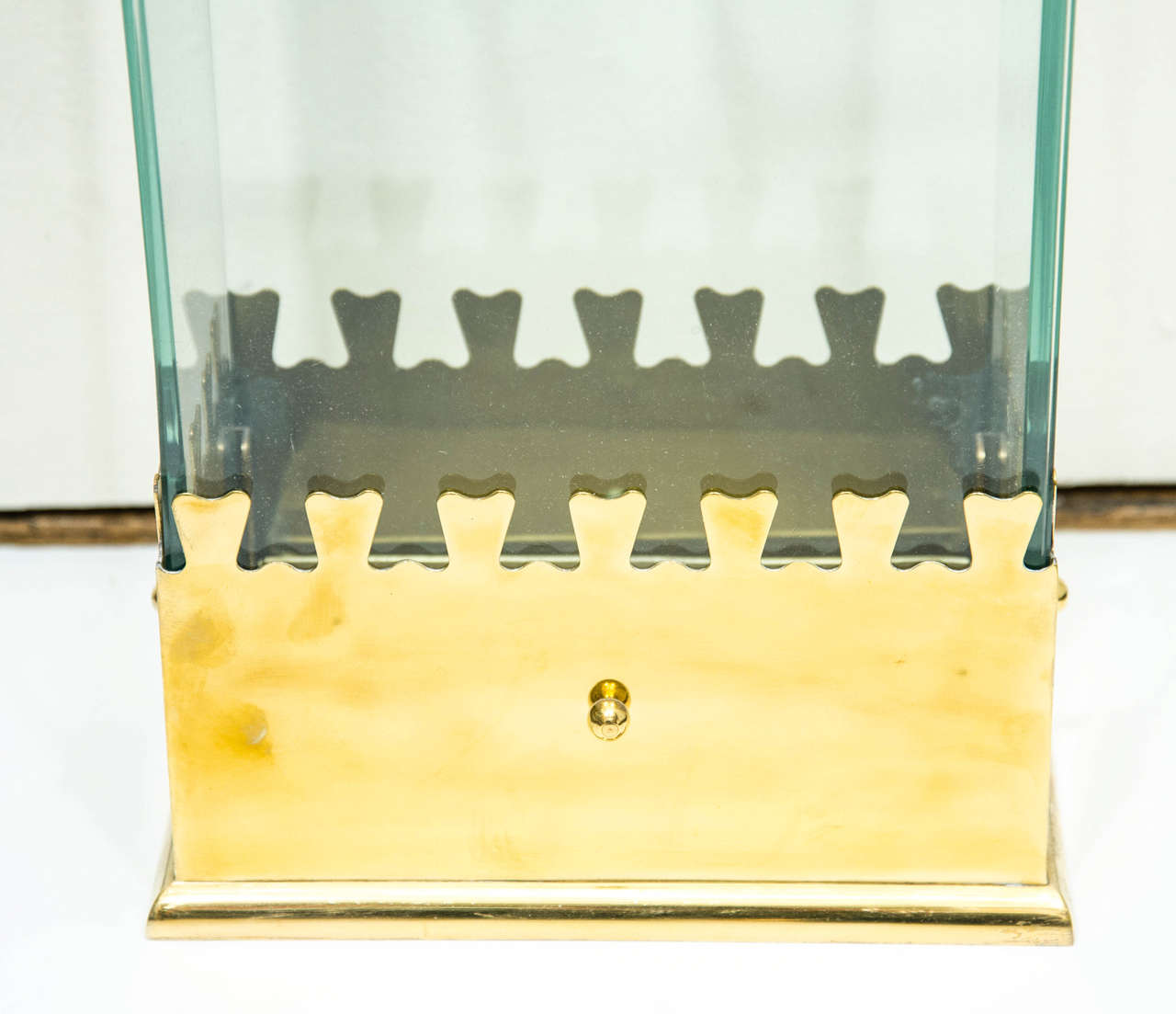 Mid-20th Century Brass and Glass Umbrella Stand