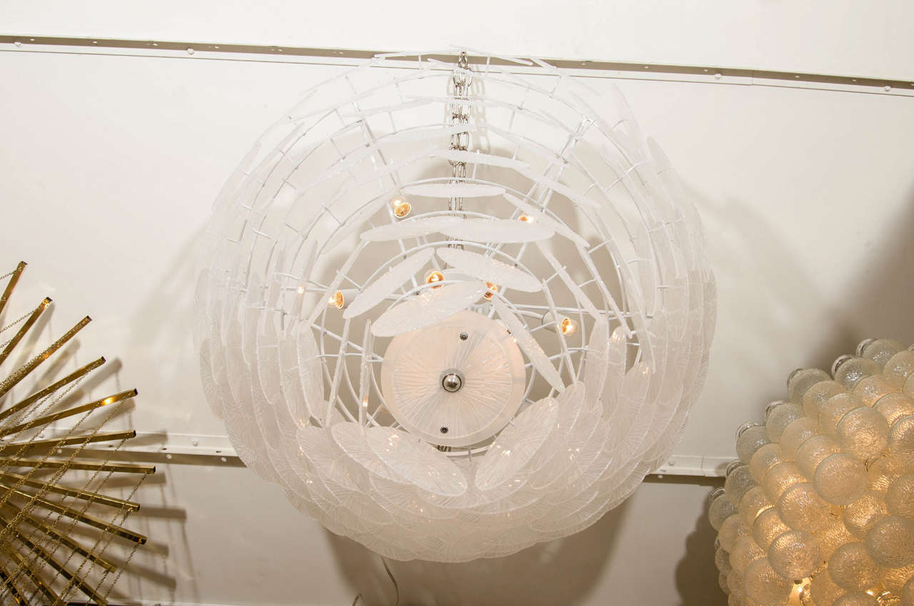 Multi-Tiered Glass Disk Chandelier In Good Condition In New York, NY