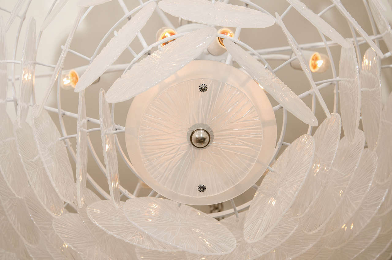 Mid-20th Century Multi-Tiered Glass Disk Chandelier