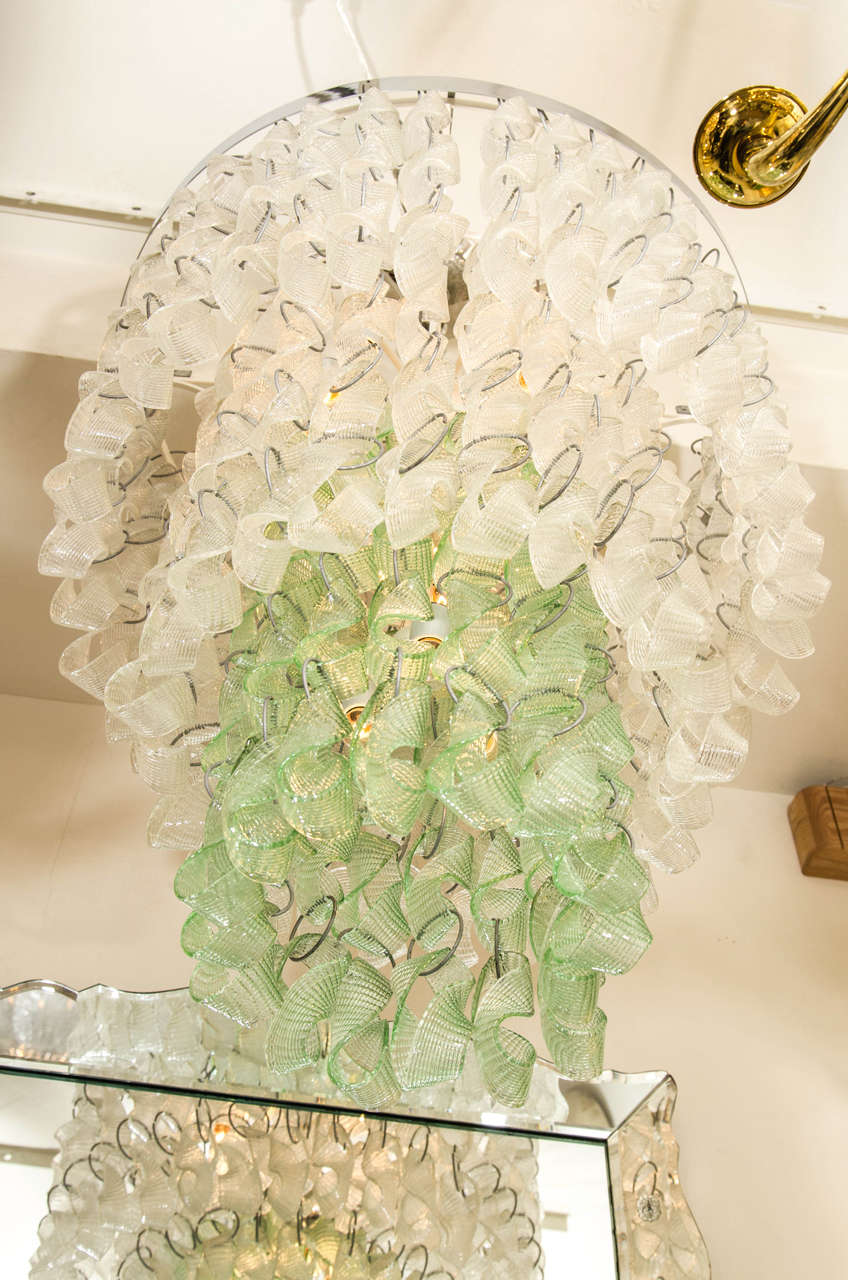 Multitiered Glass Ribbon Chandelier In Good Condition In New York, NY