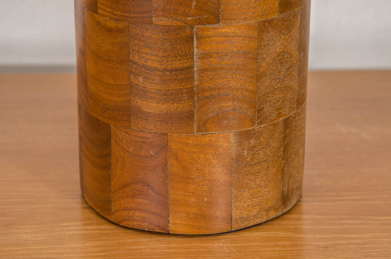 Patchworked Walnut Table Lamp In Excellent Condition In Newburgh, NY