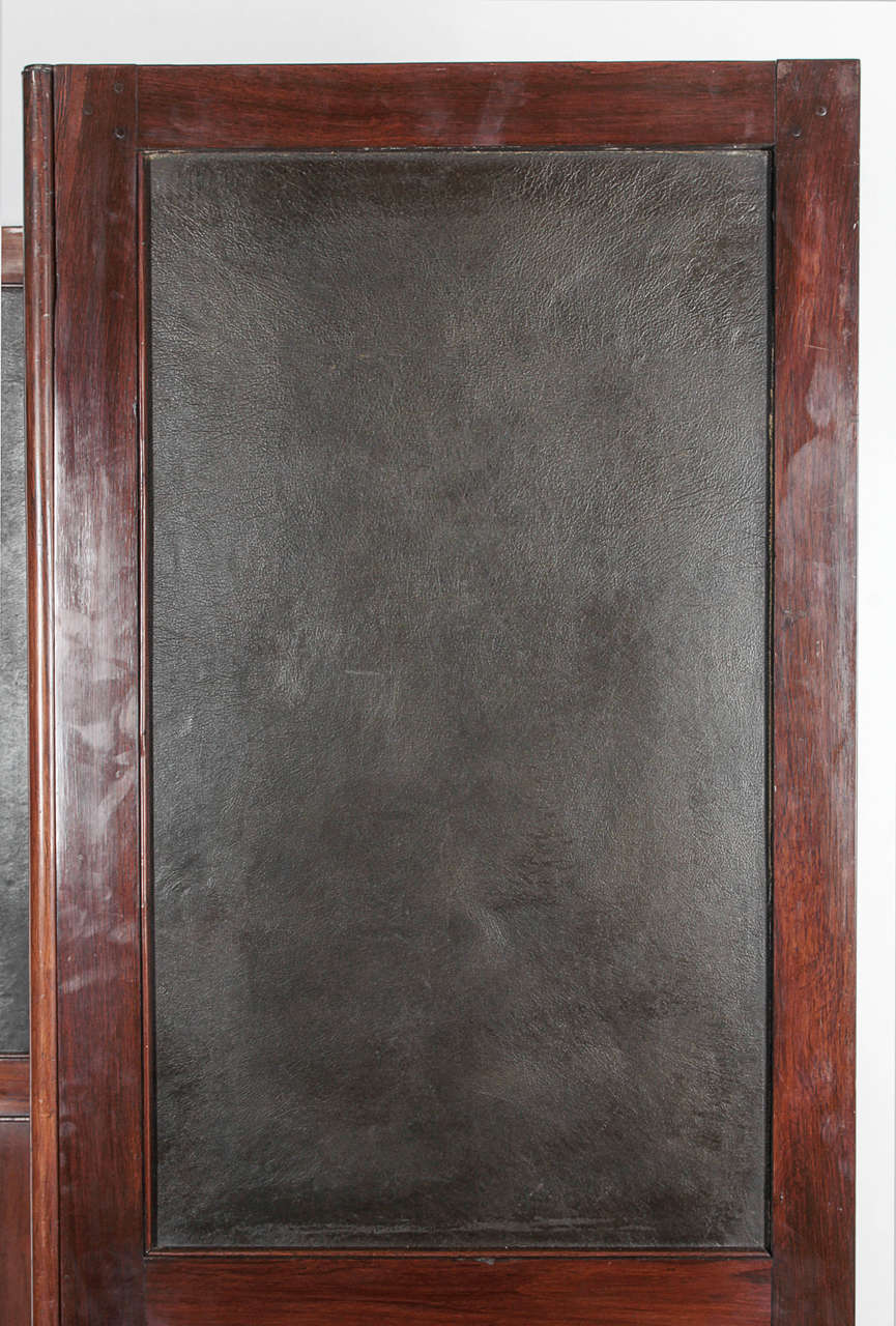 20th Century Wood and Leather Room Divider For Sale