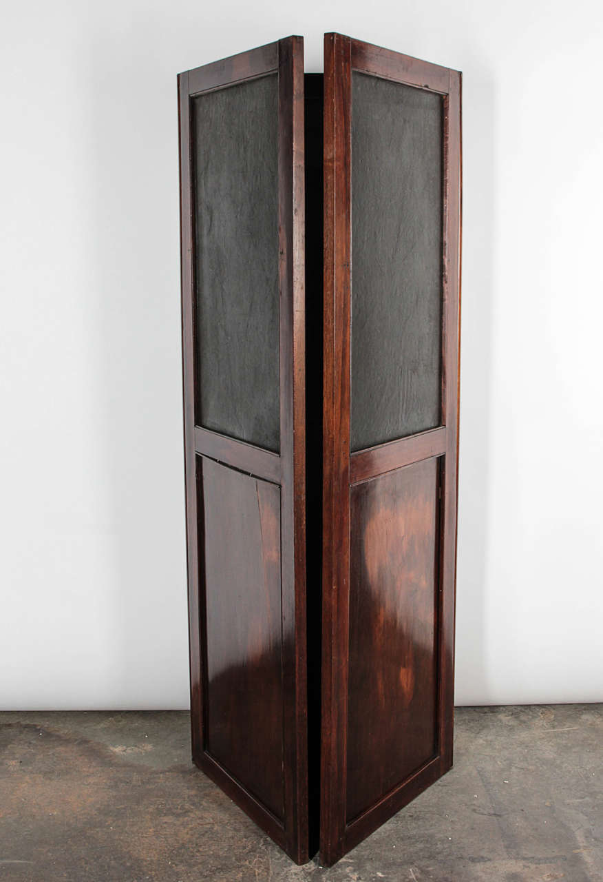 Wood and Leather Room Divider For Sale 1