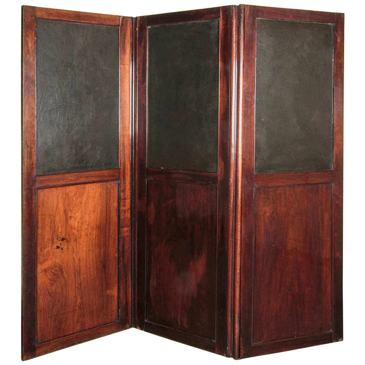 Wood and Leather Room Divider For Sale