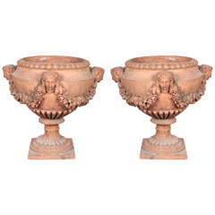 Pair of Neoclassical Style Terracotta Urns