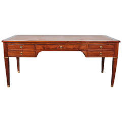 French 19th Century Directoire Style, Five-Drawer Mahogany Desk