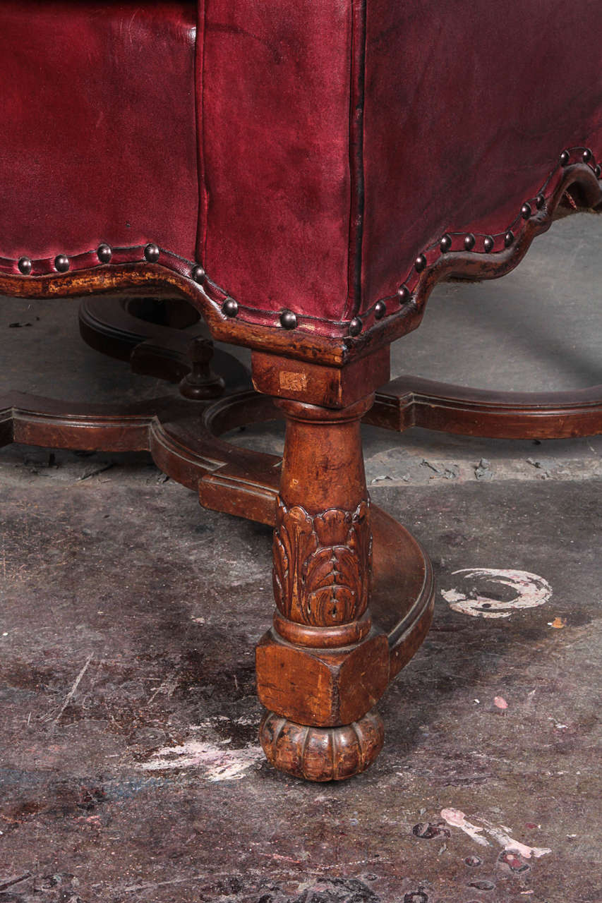 Regency 19th Century French Regence Style Leather Armchair For Sale