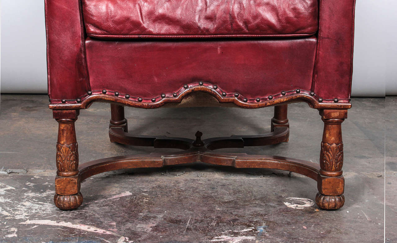 European 19th Century French Regence Style Leather Armchair For Sale