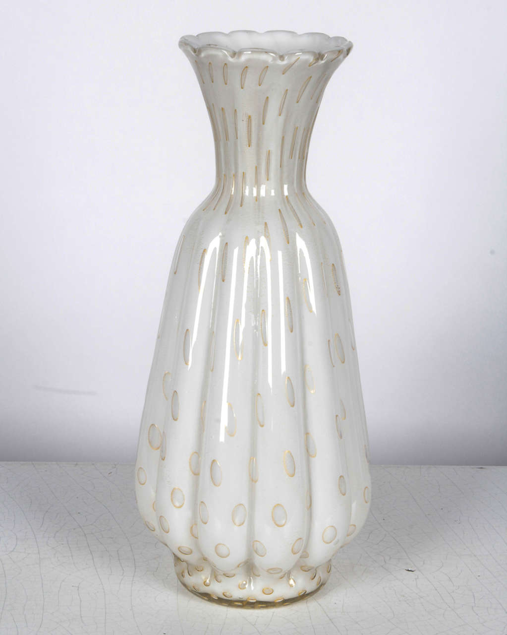 Mid-Century Modern White Murano Glass Vase Grouping