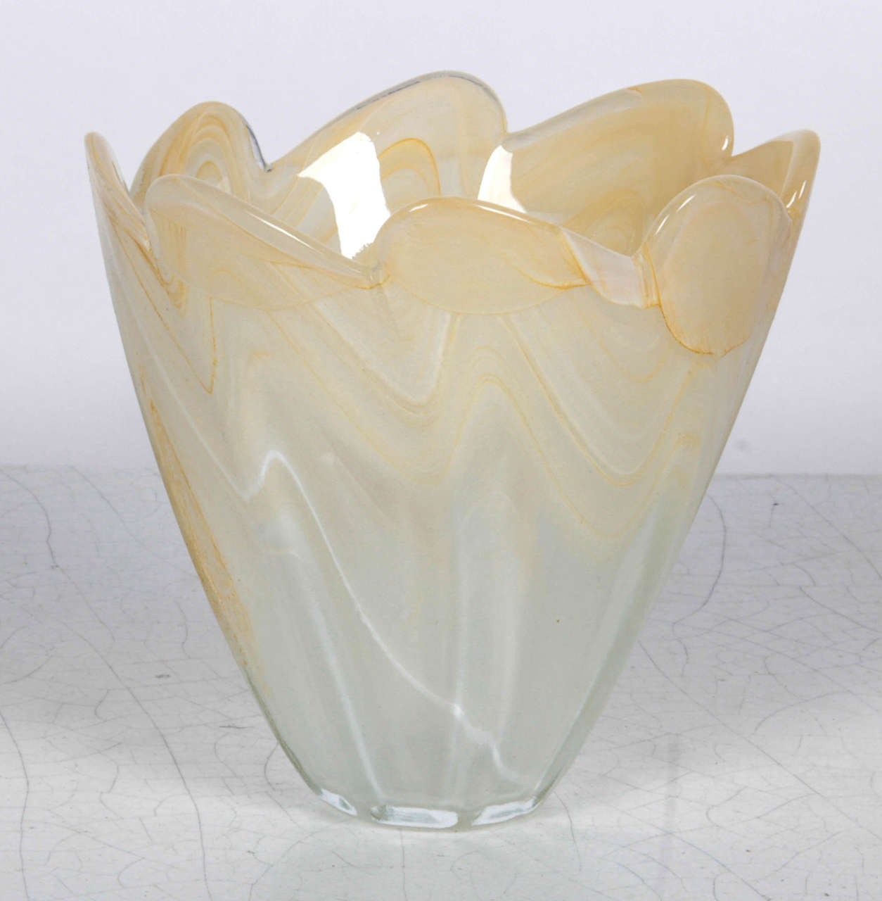 Italian White Murano Glass Vase Grouping