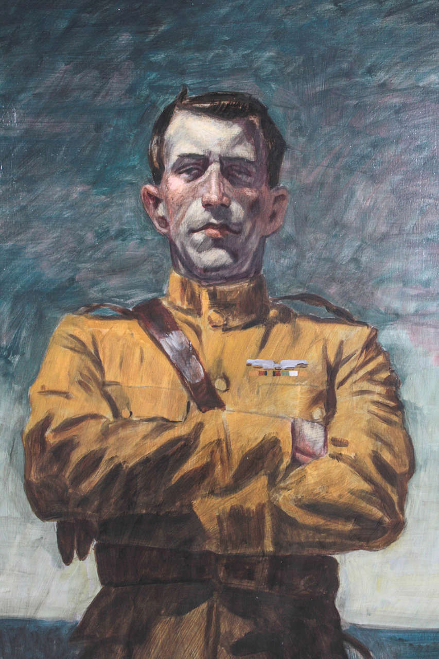 American Untitled Man in Uniform by Mark Beard, Oil on Canvas For Sale