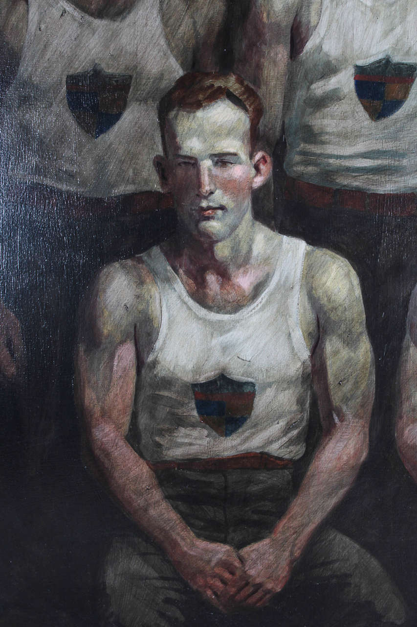 Edwardian Untitled Group of Athletes by Mark Beard, Oil on Canvas
