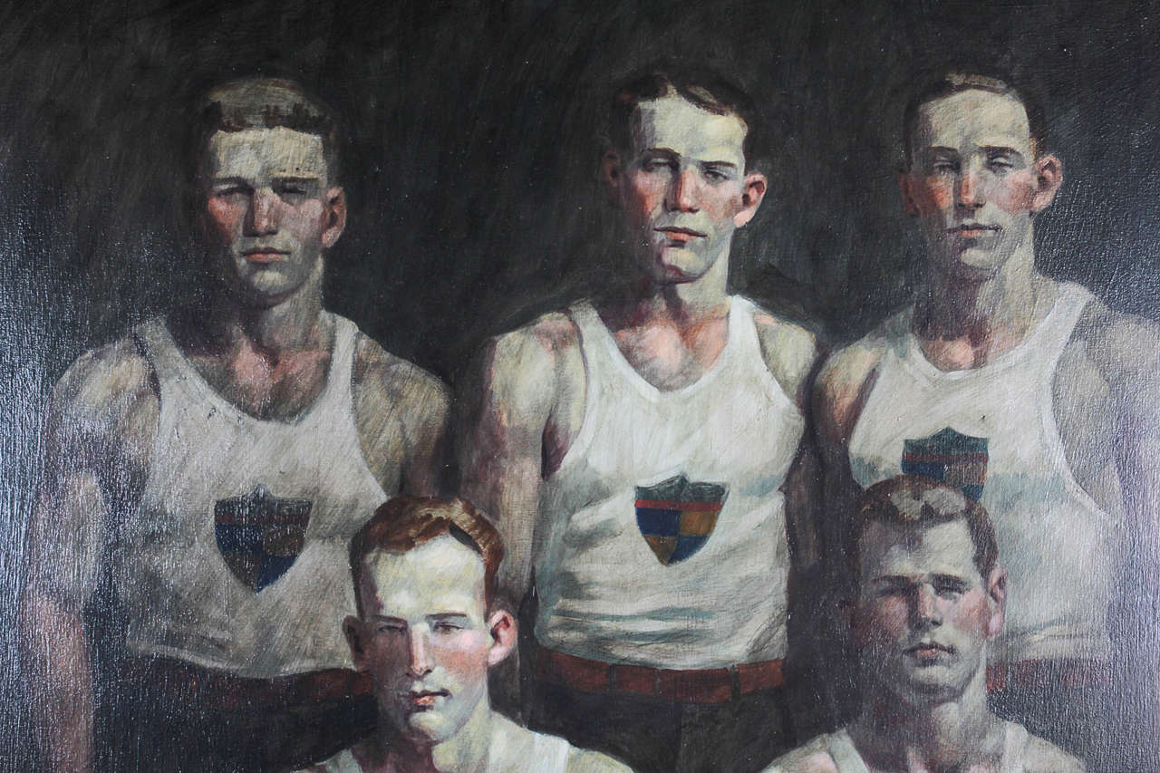 Untitled Group of Athletes by Mark Beard, Oil on Canvas In Excellent Condition In New York, NY