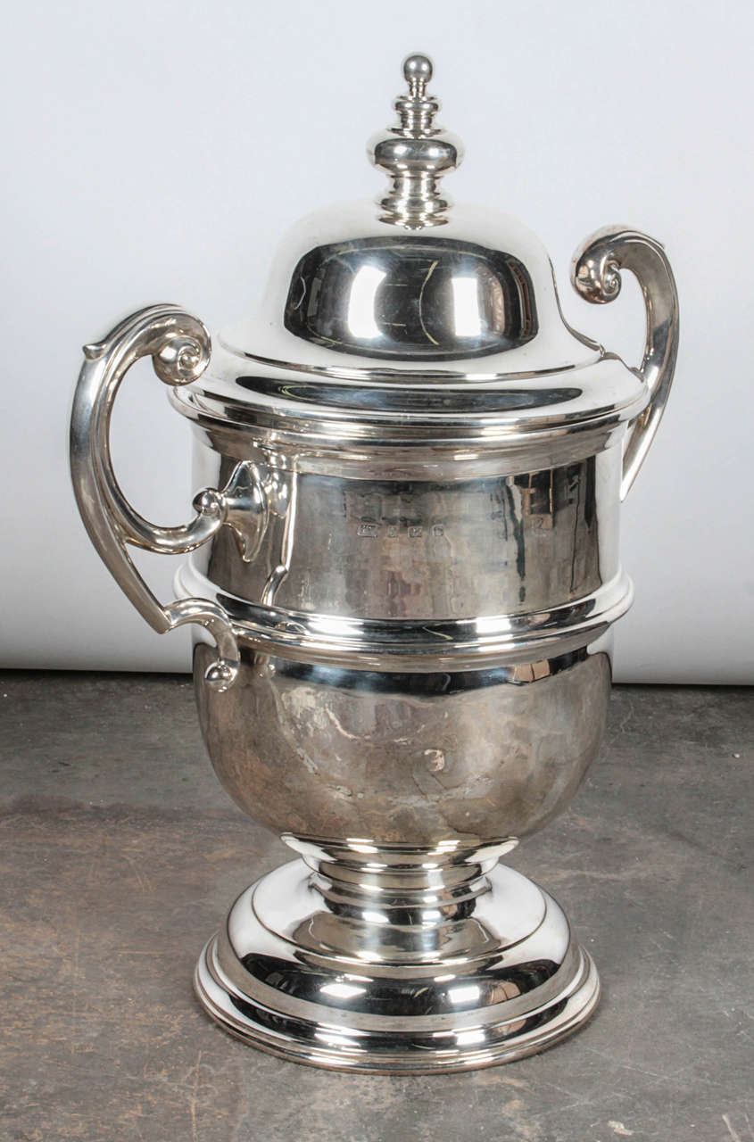Silver trophy with the marks 