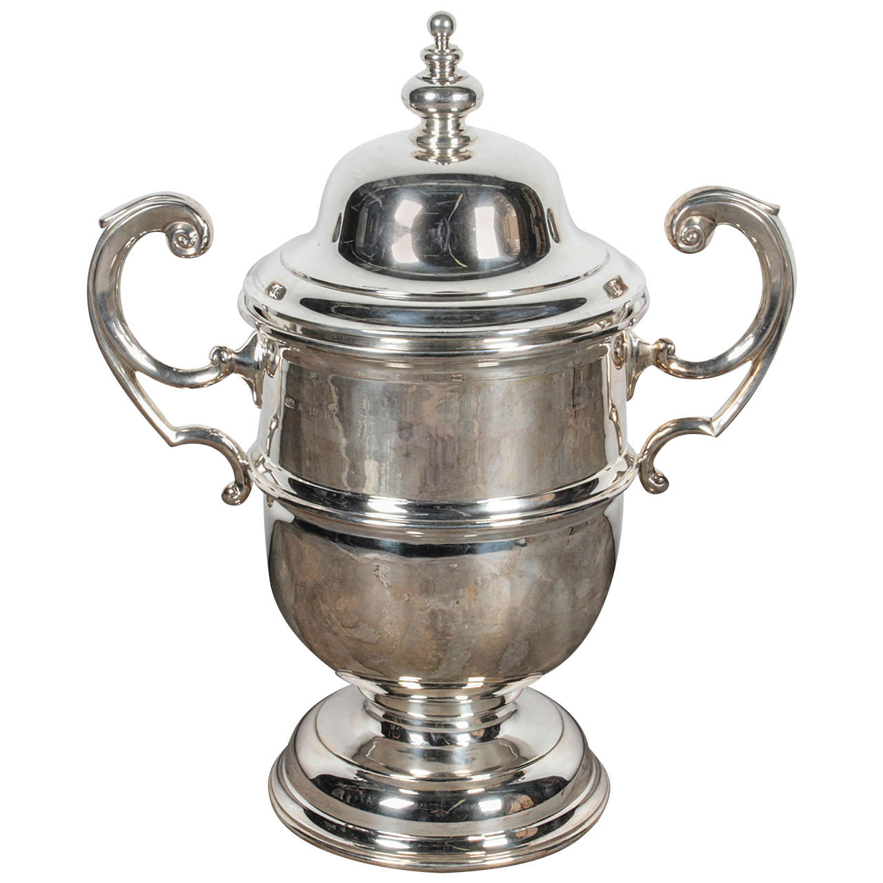 1930 English Silver Trophy Cup with Lid For Sale