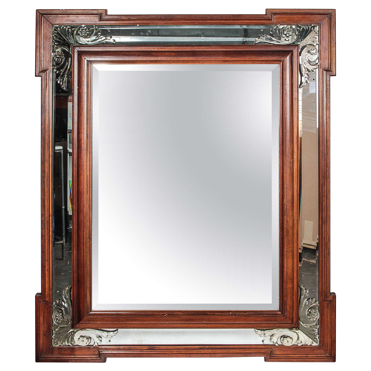 Art Deco Decorative Beveled Mirror For Sale