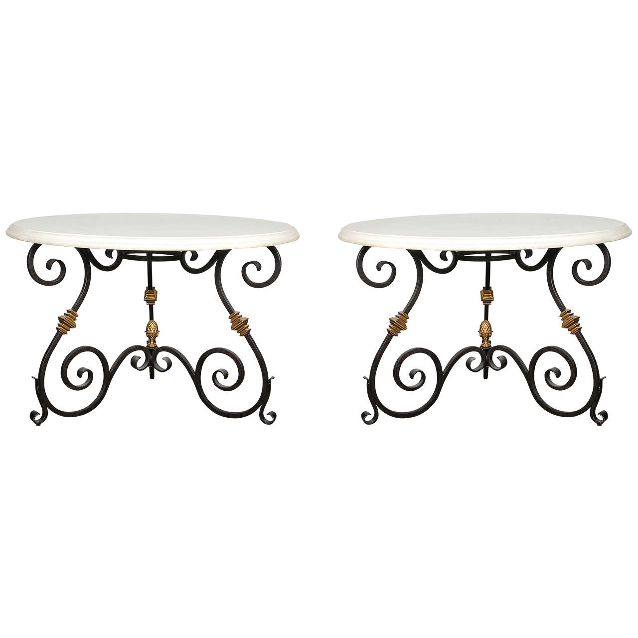 Pair of Ralph Lauren Duchess Wrought Iron Tables For Sale