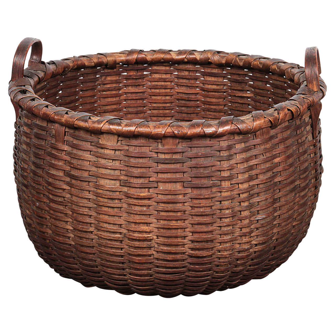 Woven Rattan and Metal Catch All Basket Arthur Umanoff Style at 1stdibs