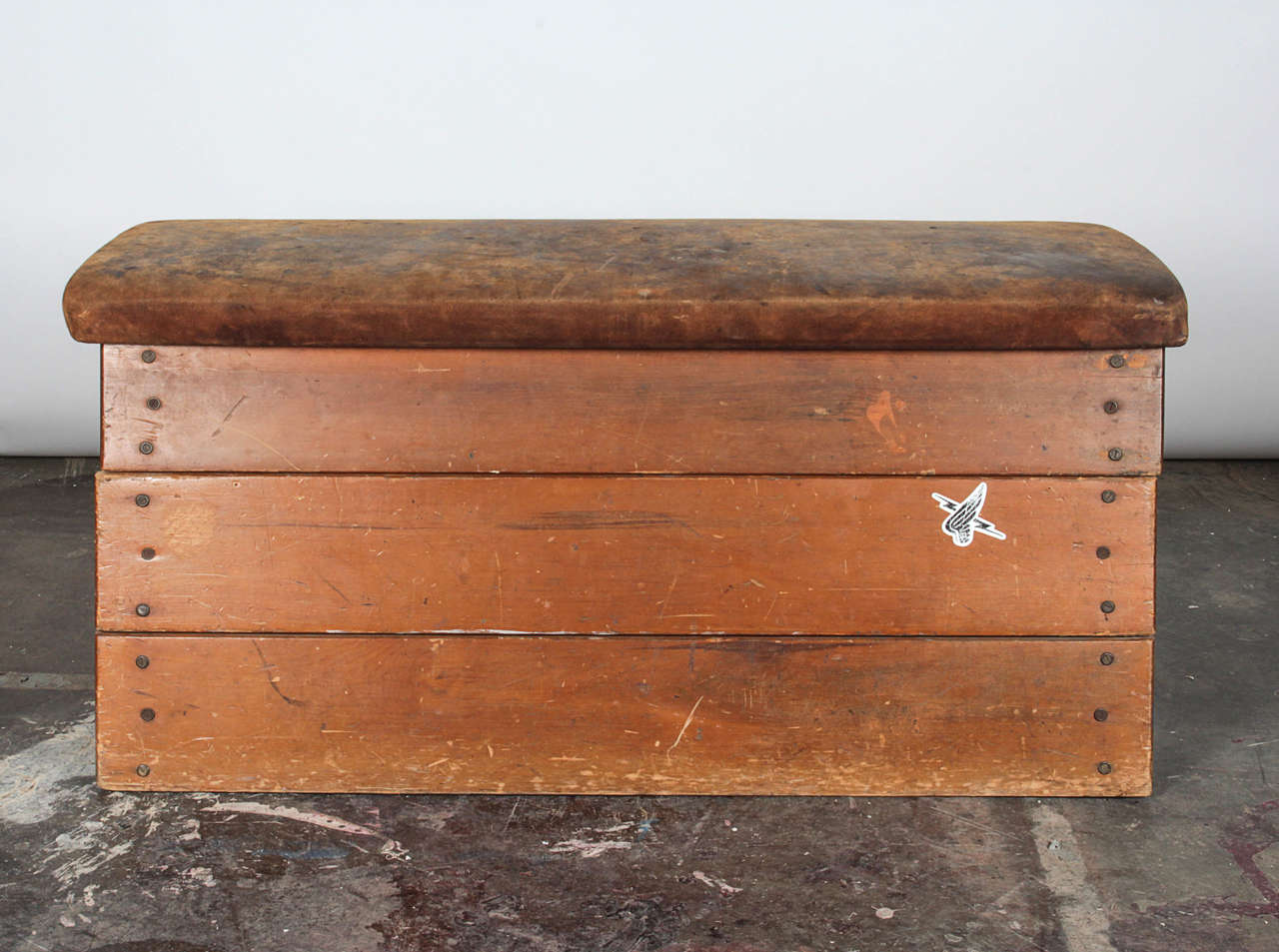 Vintage Wood and Leather Gym Vault Horse For Sale at 1stdibs
