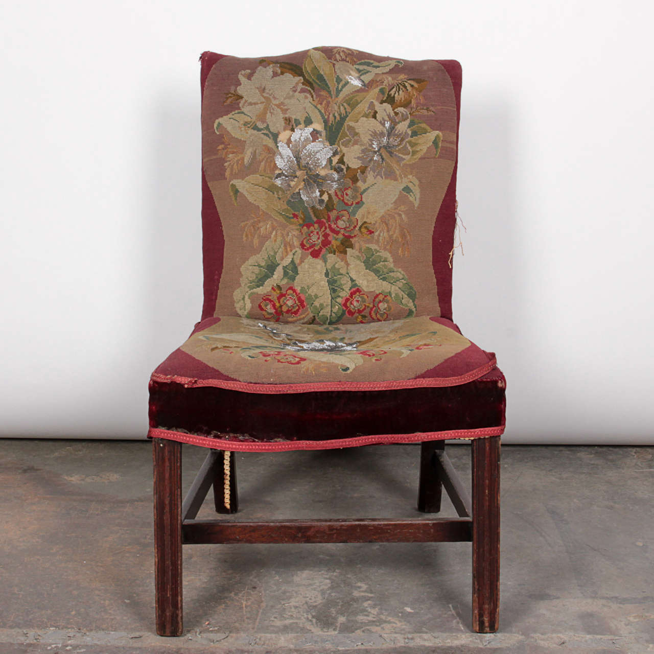 Arts and Crafts 19th Century Handmade Needlepoint Side Chair For Sale