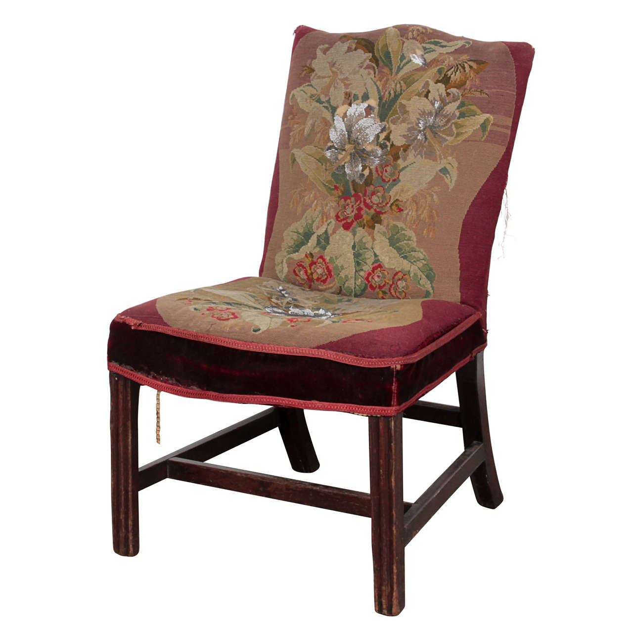 19th Century Handmade Needlepoint Side Chair For Sale