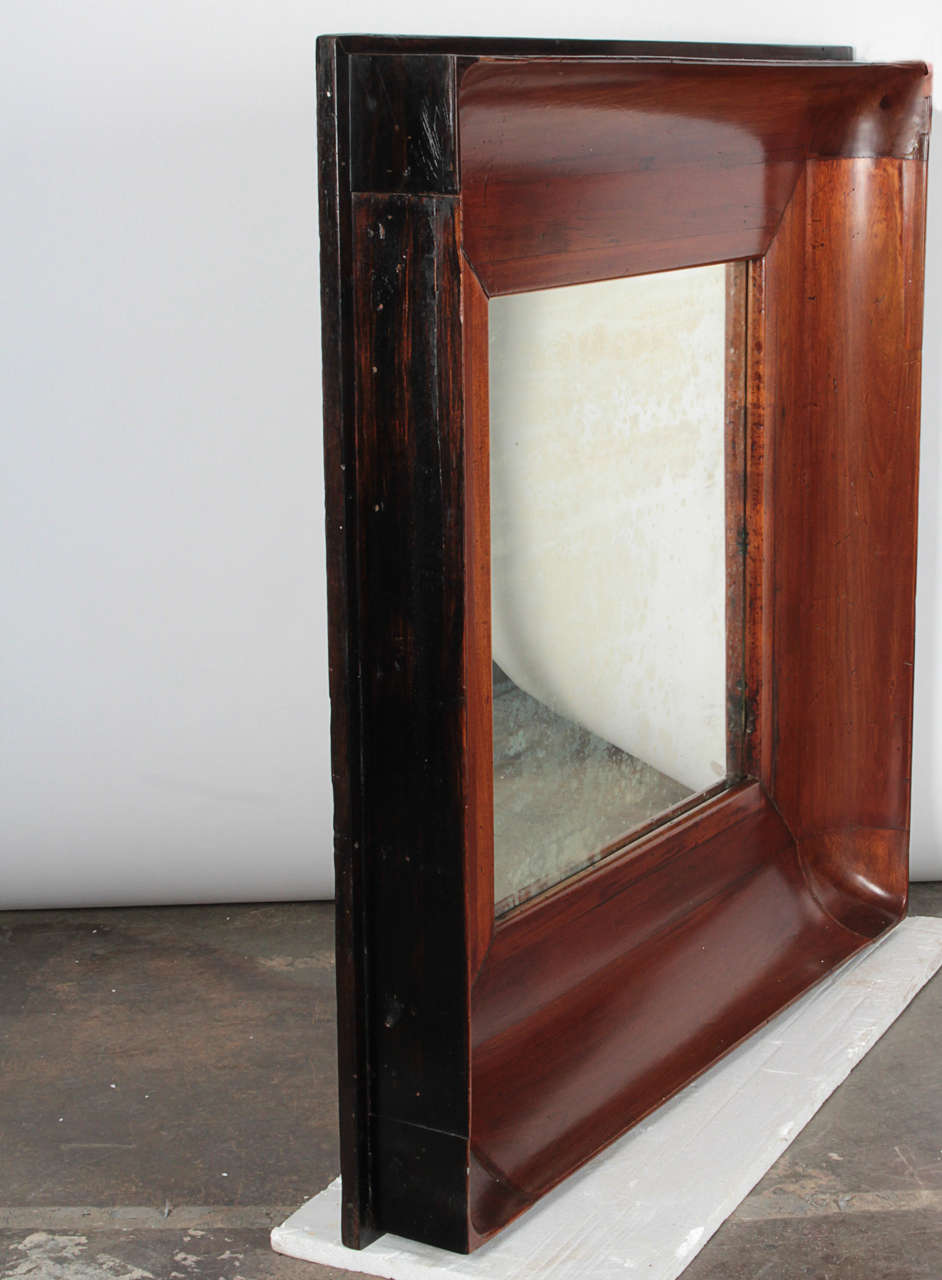 Wooden Concave Framed Patina Mirror For Sale 4