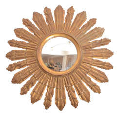 Antique 1920's French Giltwood Sunburst Mirror