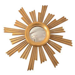 Antique 1920's French Giltwood Sunburst Mirror