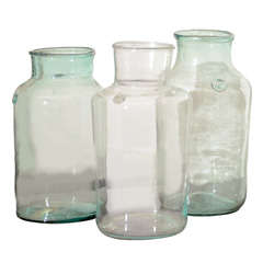 Set of Three 1920's French Glass Jars