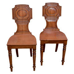 Antique Pair of Early 19th Century Mahogany Hall Chairs