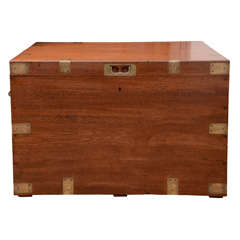 Antique Early 19th Century Teak Campaign Trunk