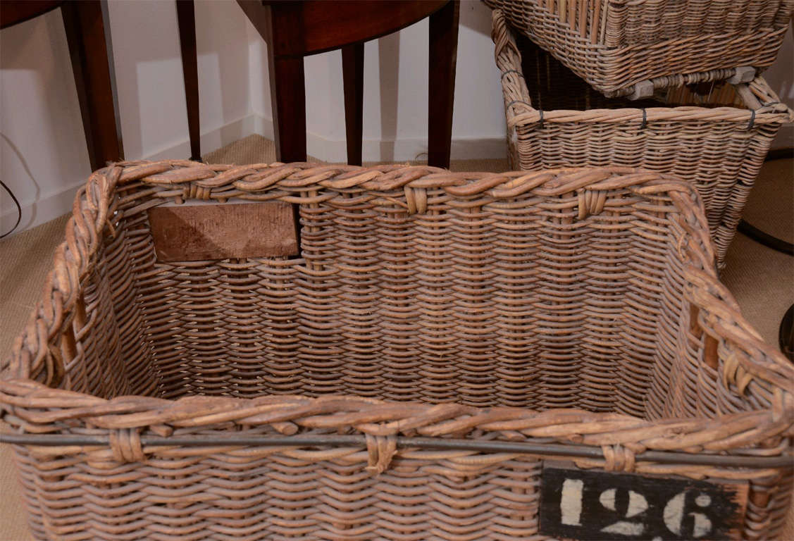 French Iron-Bound Turn-of-the-Century Wicker Basket 3
