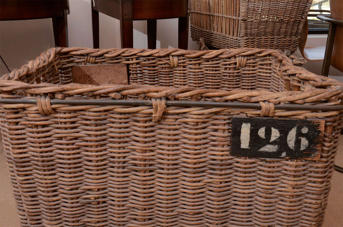 French Iron-Bound Turn-of-the-Century Wicker Basket 4