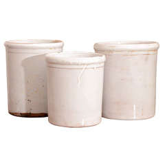 Set of Three 1940's Glazed Pottery Pots