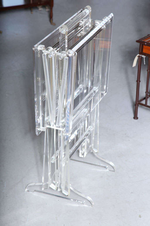 Fabulous Set of Lucite Tray Tables on Stand 6