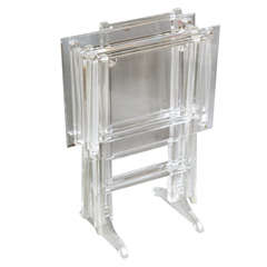 Fabulous Set of Lucite Tray Tables on Stand